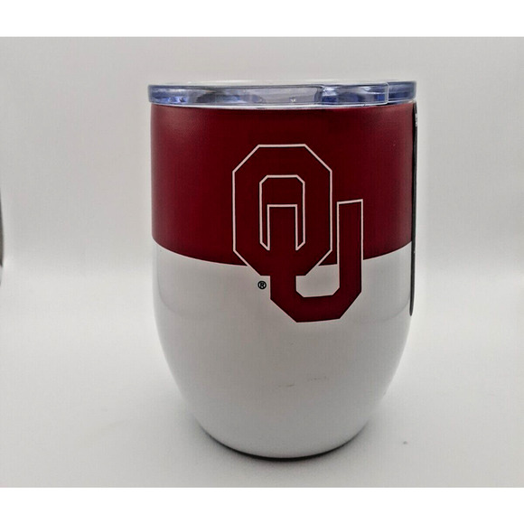 OU Oklahoma Sooners 16oz Color Block Curved Beverage Tumbler Cup NEW - Picture 2 of 6